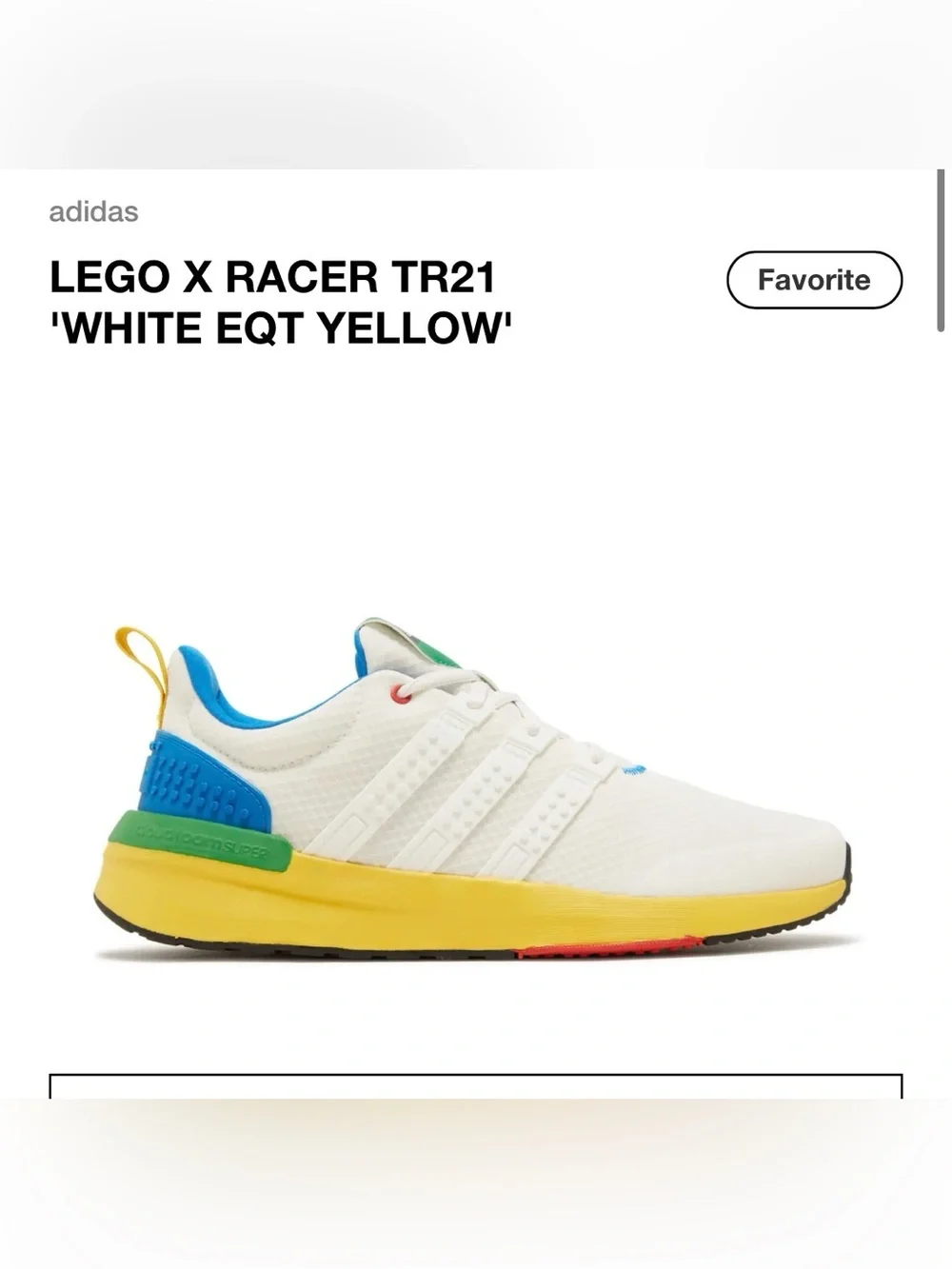 Adidas x Lego Racer TR21 “White Eqt Yellow” (GW3680)